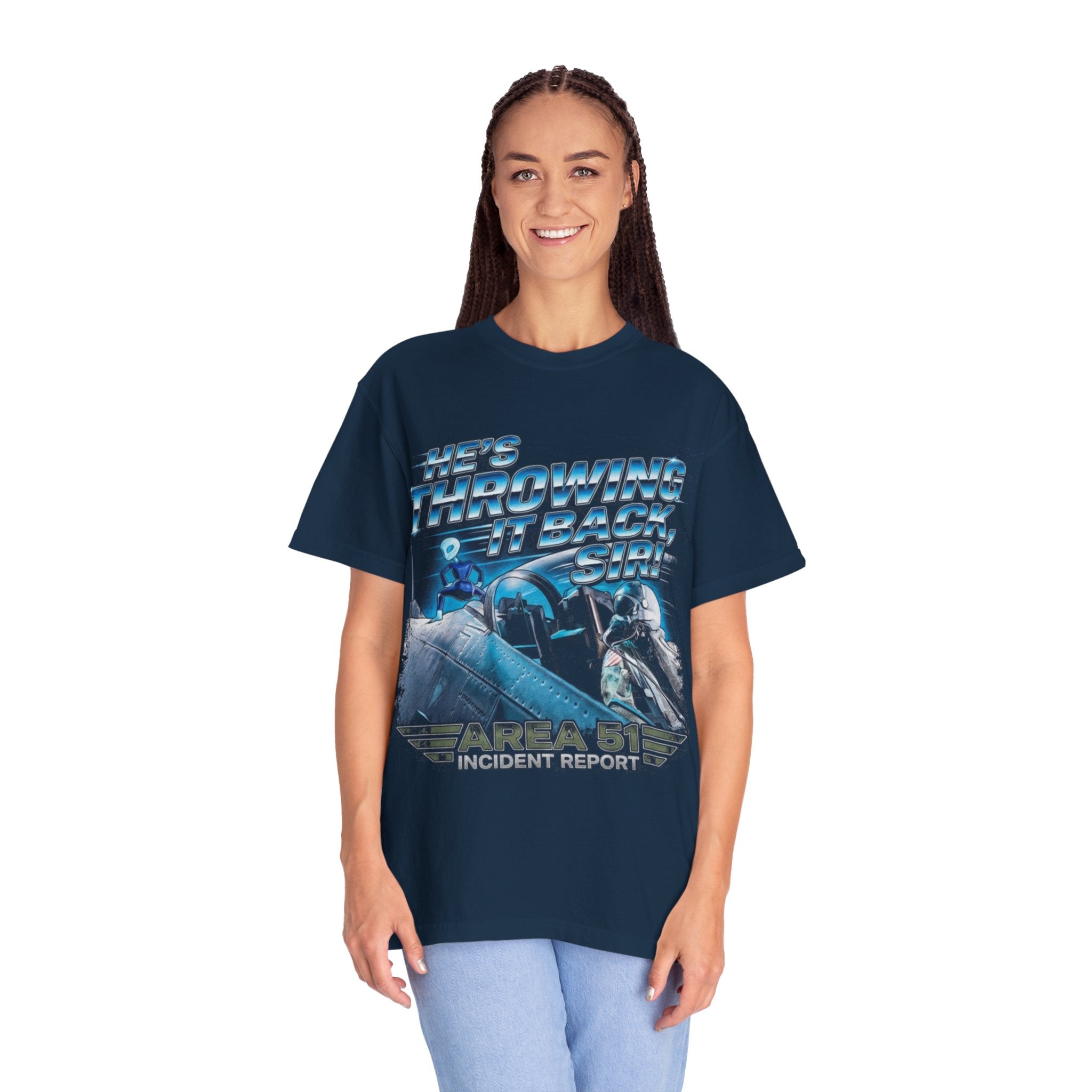 Throwing It Back – Area 51 Incident Report Tee