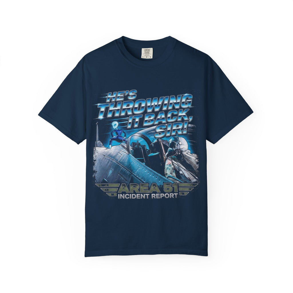 Throwing It Back – Area 51 Incident Report Tee