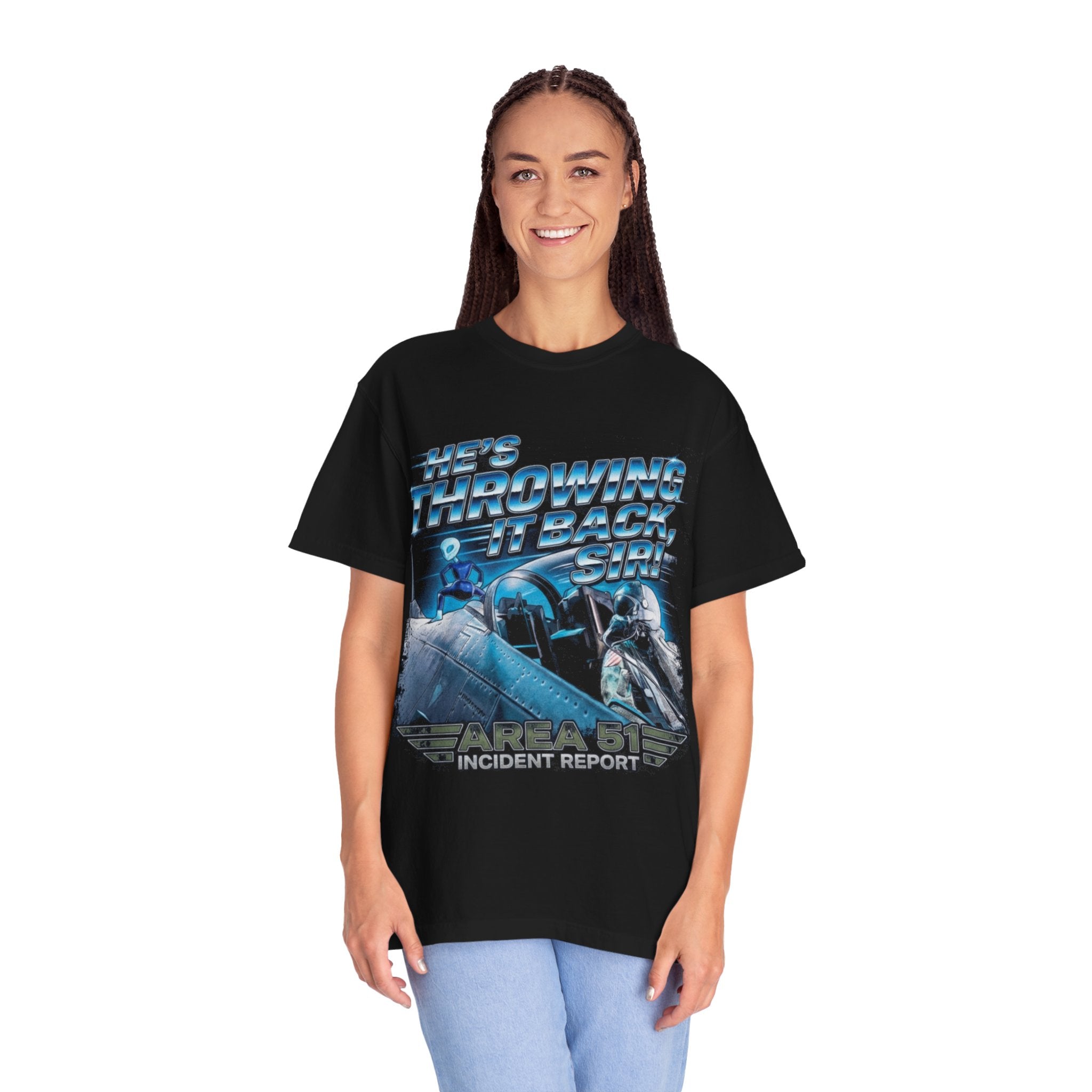 Throwing It Back – Area 51 Incident Report Tee